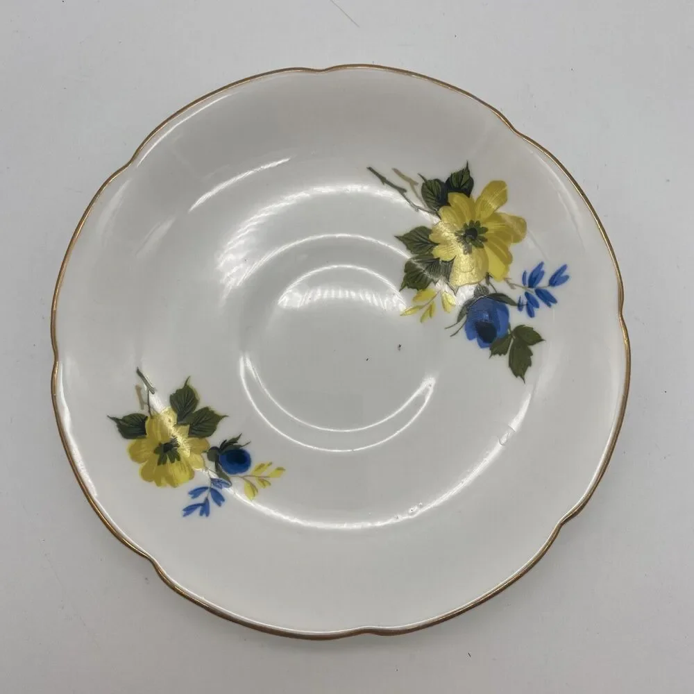 Royal Grafton Bone Chine Blue & Yellow Floral  Tea Cup Saucer Set